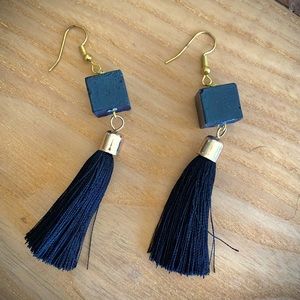 Black Tassel and stone earrings